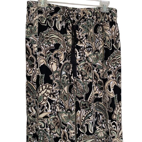 New York & Co Pants Womens Large Palazzo Wide Leg Lounge Pants Paisley Wide Hem - Picture 2 of 12